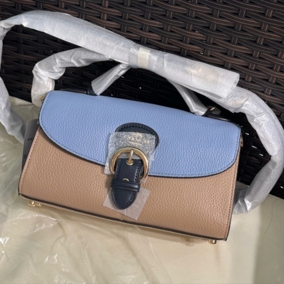 NWT Coach Kleo Top Handle Colorblock Marble Blue Multi💙🤎 - Picture 4 of 7